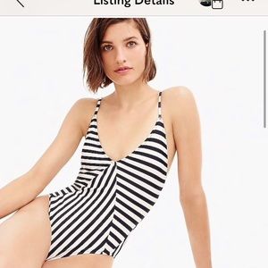 J. Crew Stripe Mixed Panel Swimsuit 10 NWOT